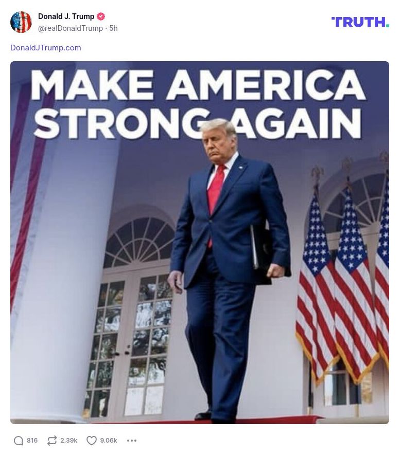 Post image from Donald Trump