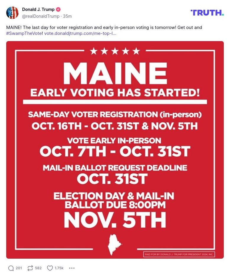 Post image from Donald Trump