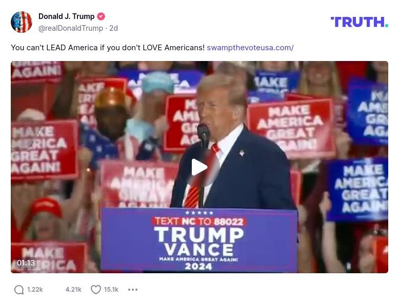 Post image from Donald Trump