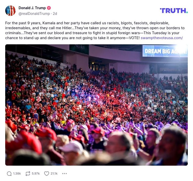 Post image from Donald Trump