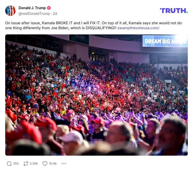 Post preview from Donald Trump