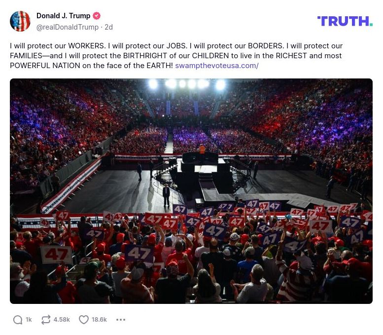 Post image from Donald Trump