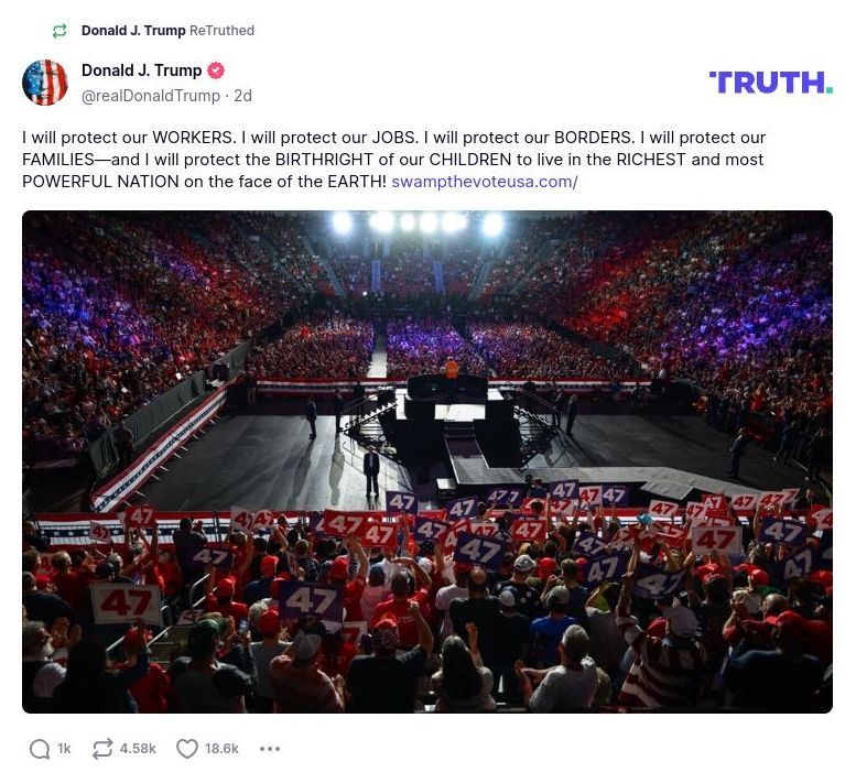 Post image from Donald Trump