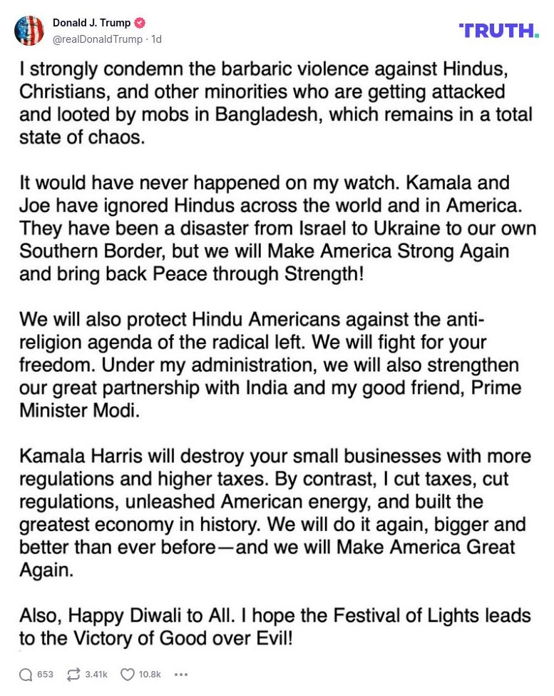 Post image from Donald Trump