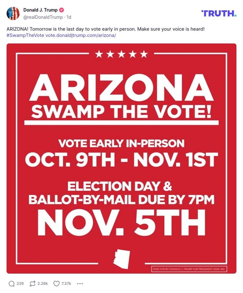 Post image from Donald Trump