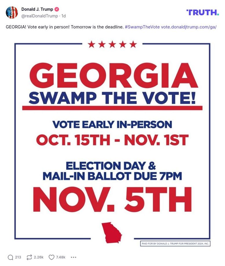 Post image from Donald Trump