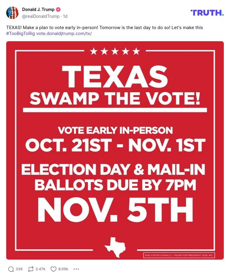 Post image from Donald Trump