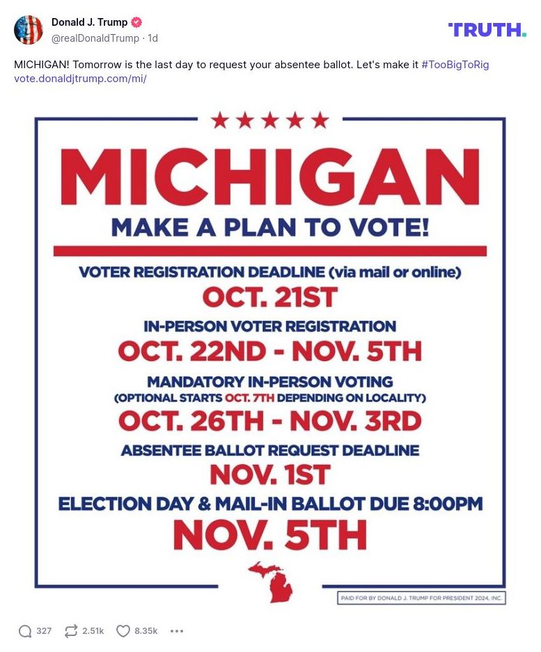 Post image from Donald Trump