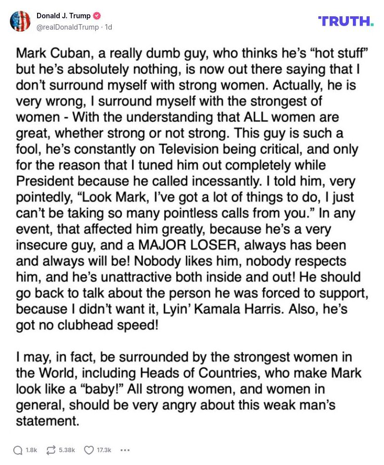 Post image from Donald Trump