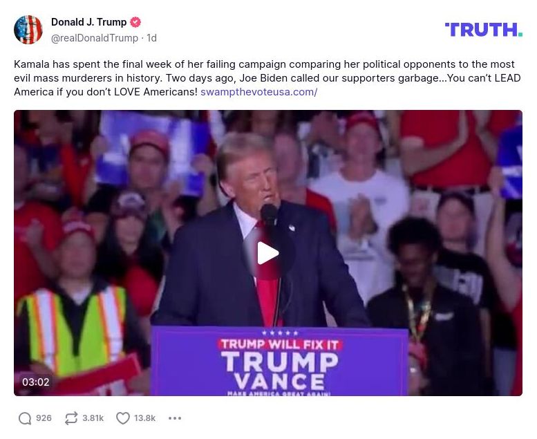 Post preview from Donald Trump