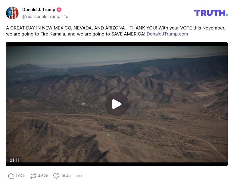 Post image from Donald Trump