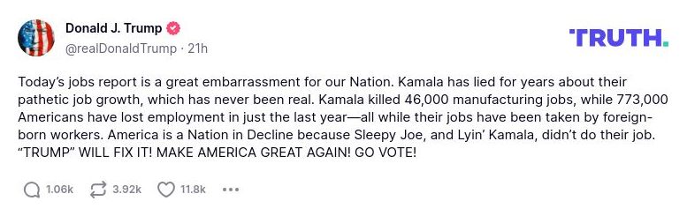 Post image from Donald Trump