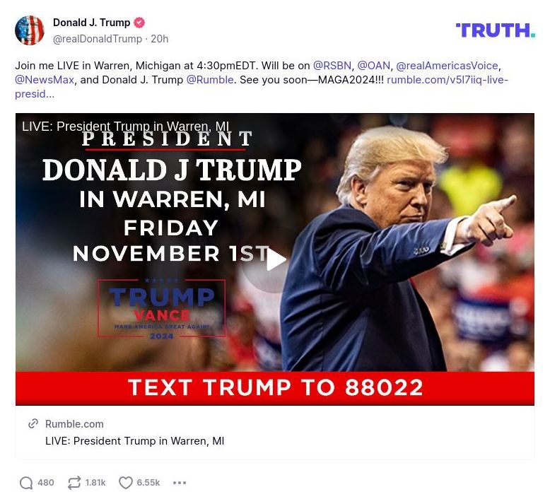 Post image from Donald Trump