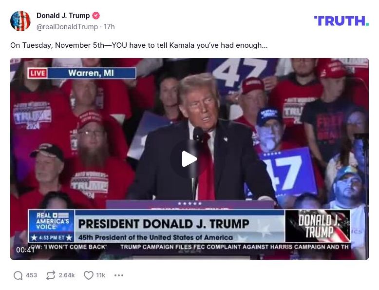 Post image from Donald Trump