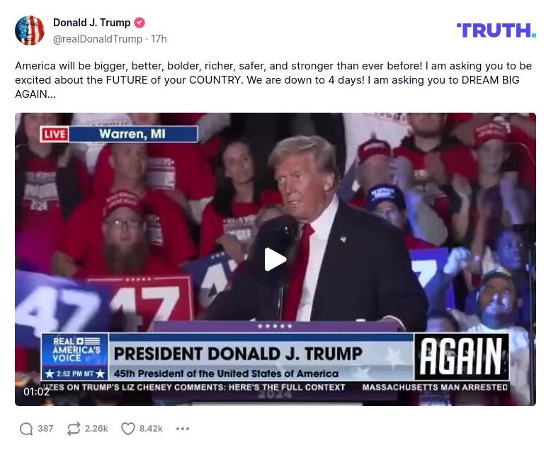 Post image from Donald Trump