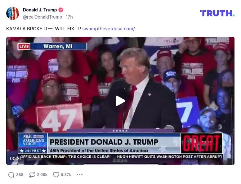 Post image from Donald Trump