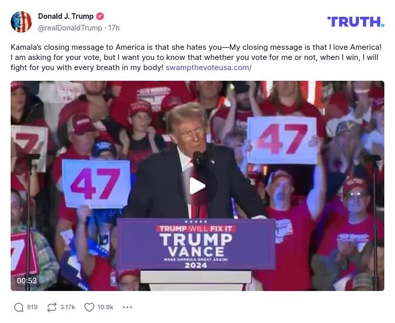 Post image from Donald Trump