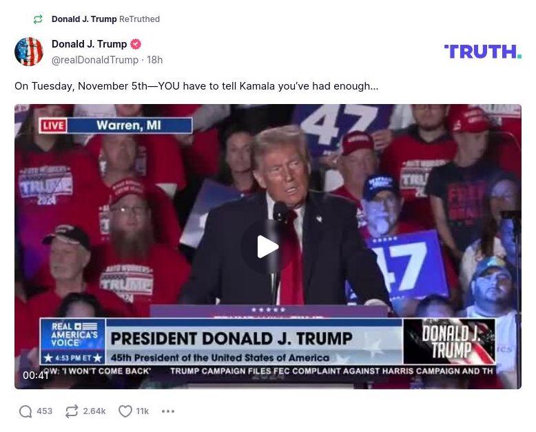 Post image from Donald Trump