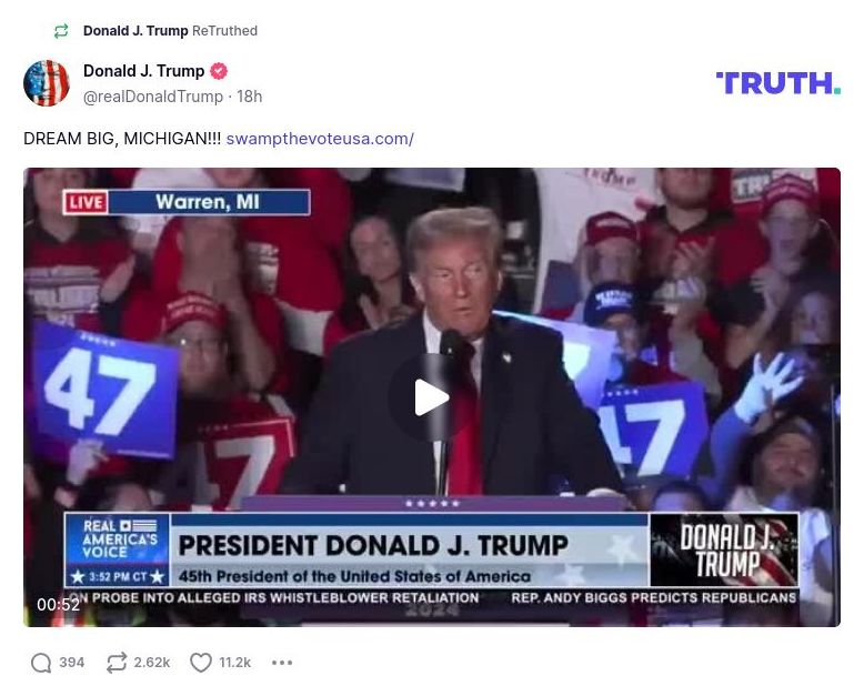 Post image from Donald Trump