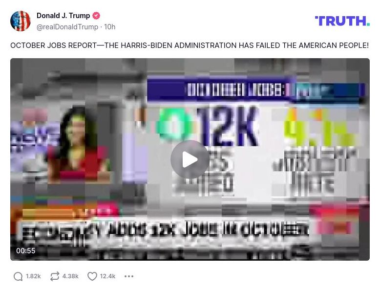 Post preview from Donald Trump