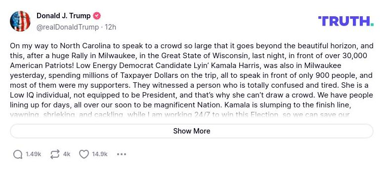 Post image from Donald Trump