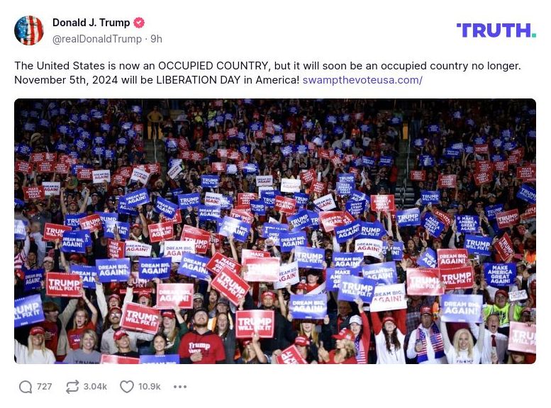 Post image from Donald Trump