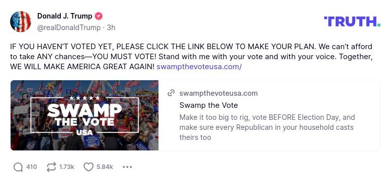 Post image from Donald Trump