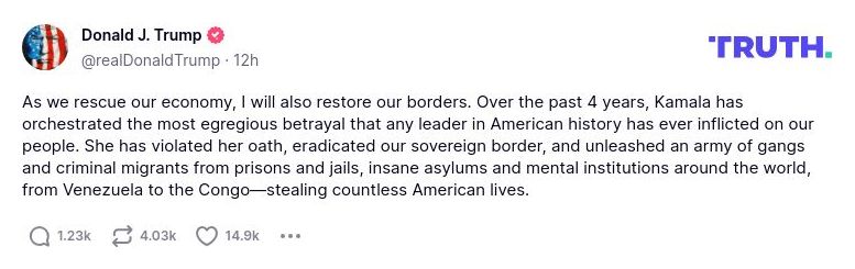 Post preview from Donald Trump