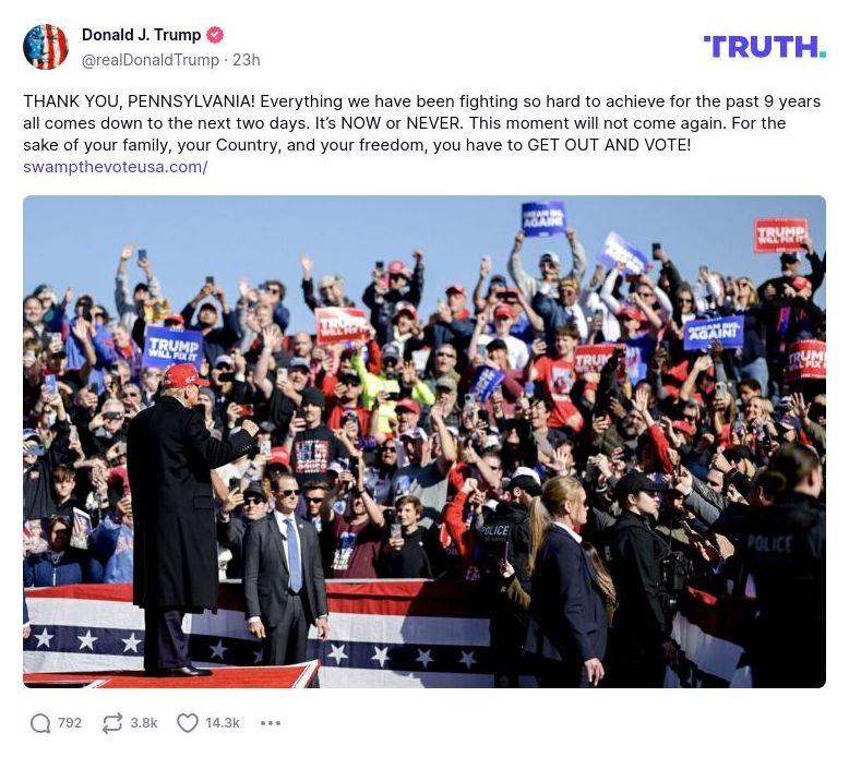 Post image from Donald Trump