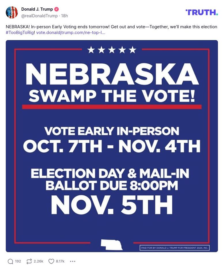 Post image from Donald Trump