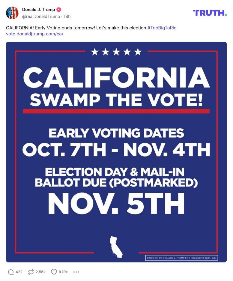 Post image from Donald Trump