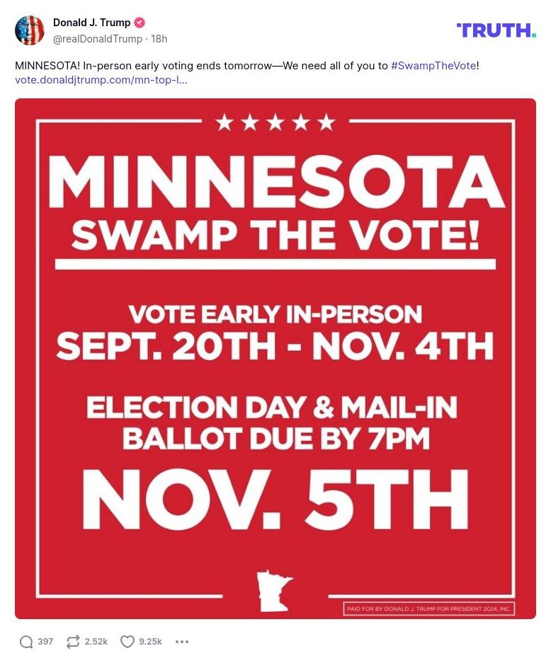 Post image from Donald Trump