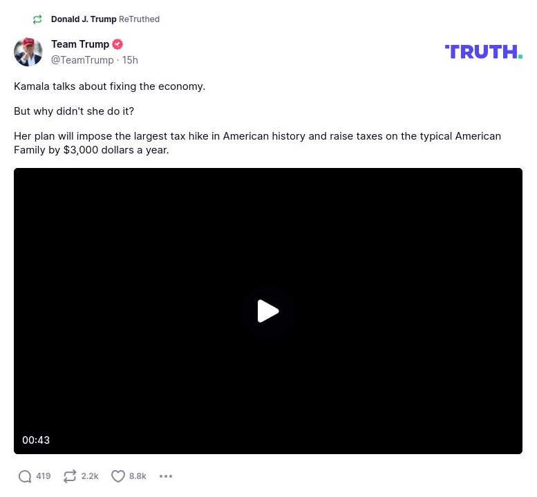 Post image from Donald Trump