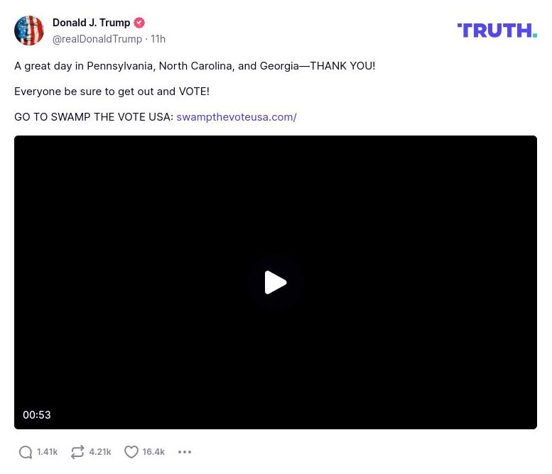 Post image from Donald Trump