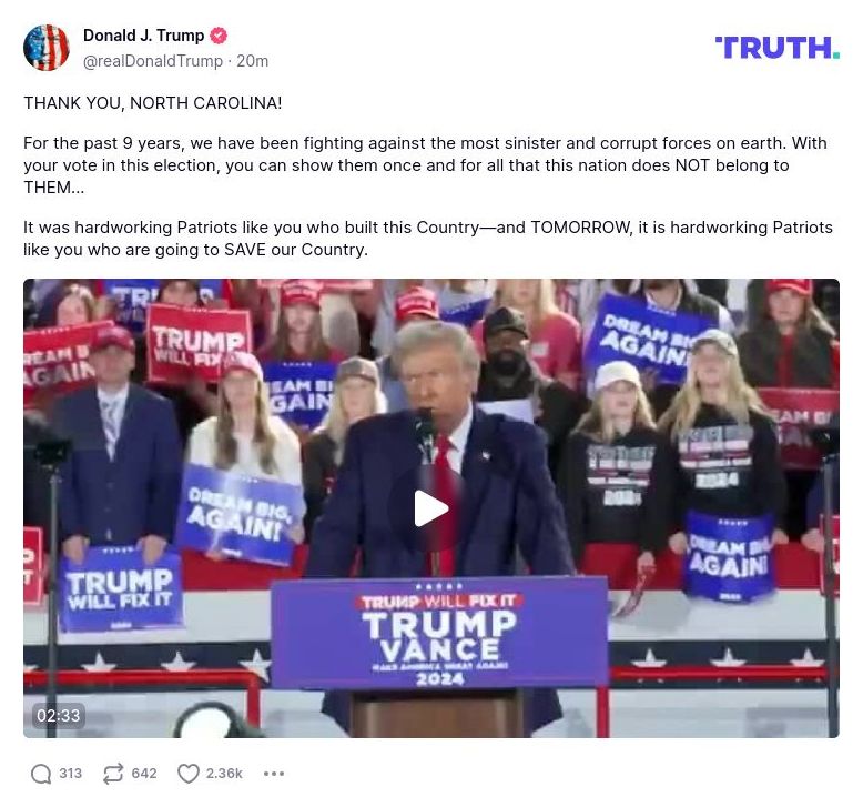 Post image from Donald Trump