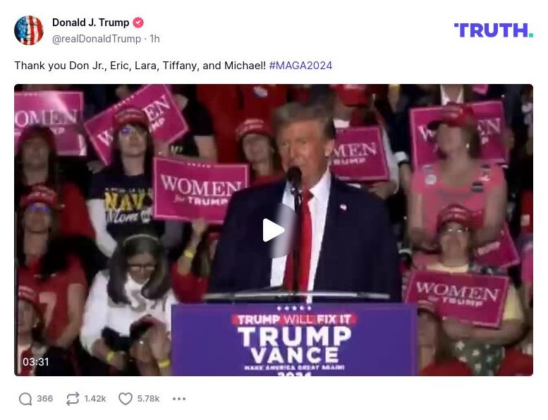 Post image from Donald Trump