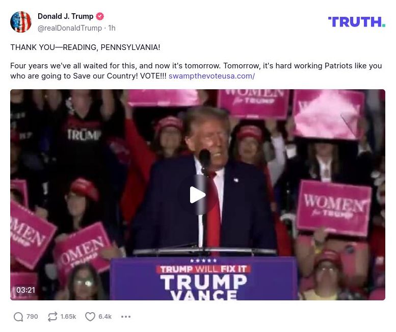 Post image from Donald Trump