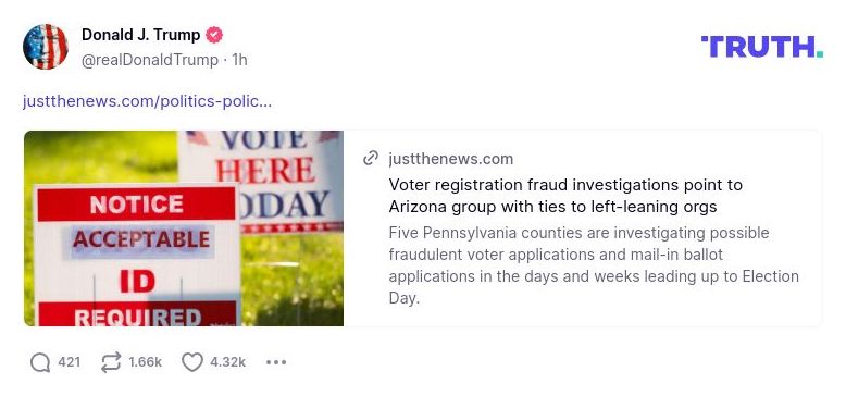 Post image from Donald Trump