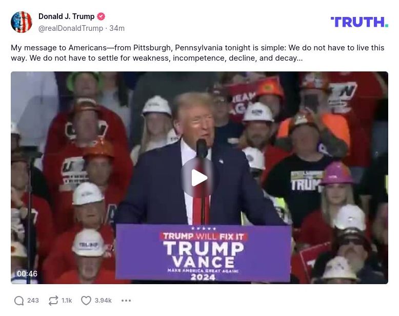 Post image from Donald Trump