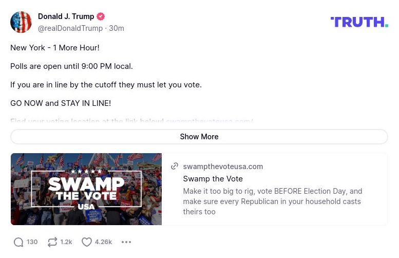 Post image from Donald Trump