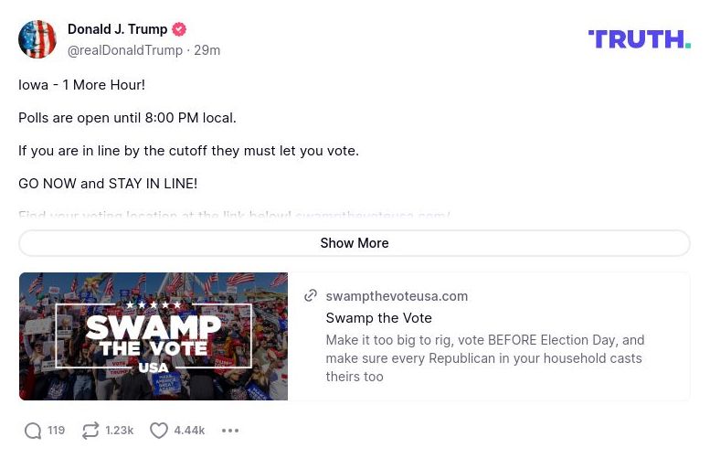 Post image from Donald Trump