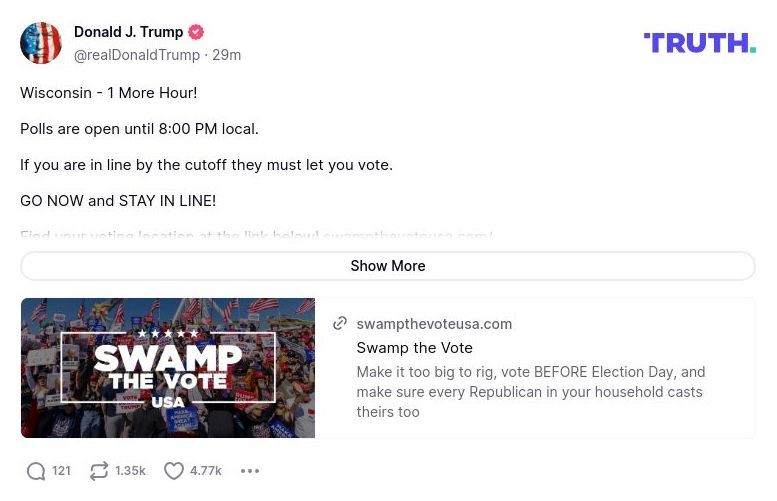 Post image from Donald Trump