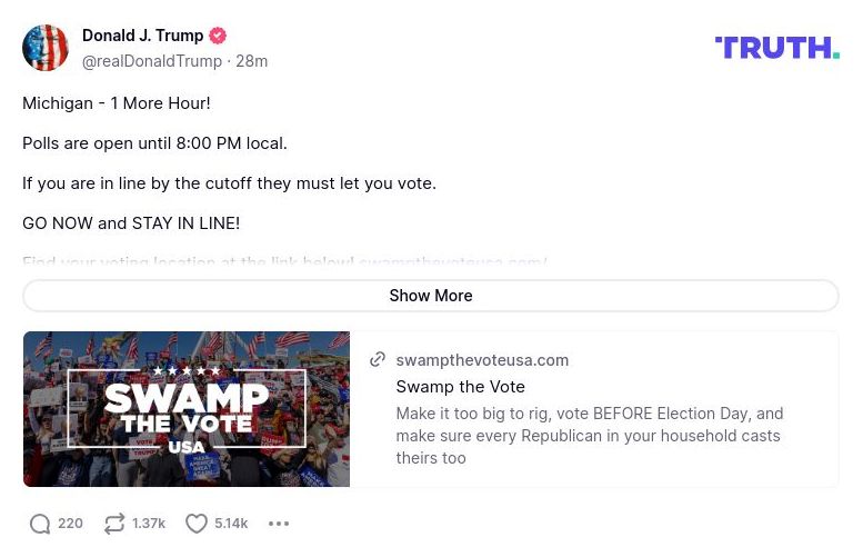 Post image from Donald Trump