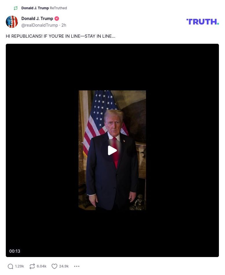 Post image from Donald Trump