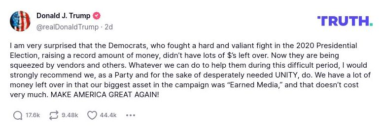 Post image from Donald Trump