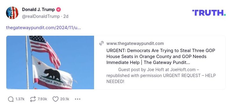 Post image from Donald Trump