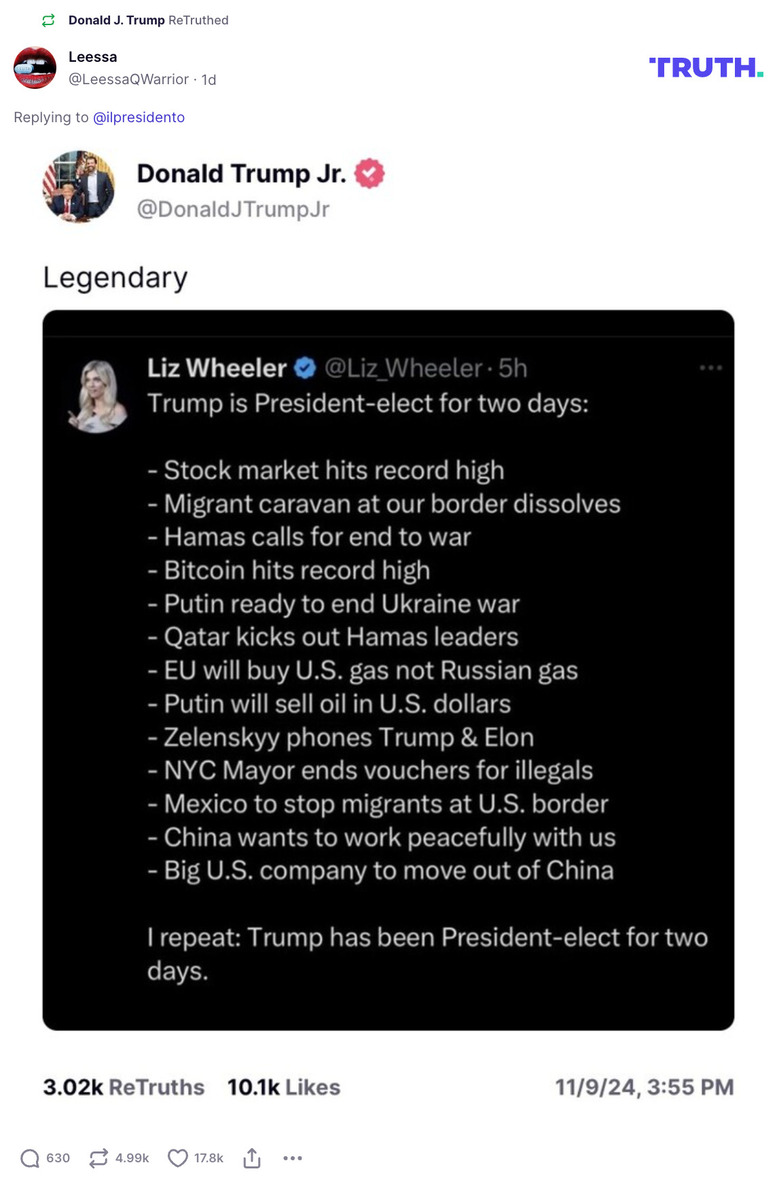 Post image from Donald Trump