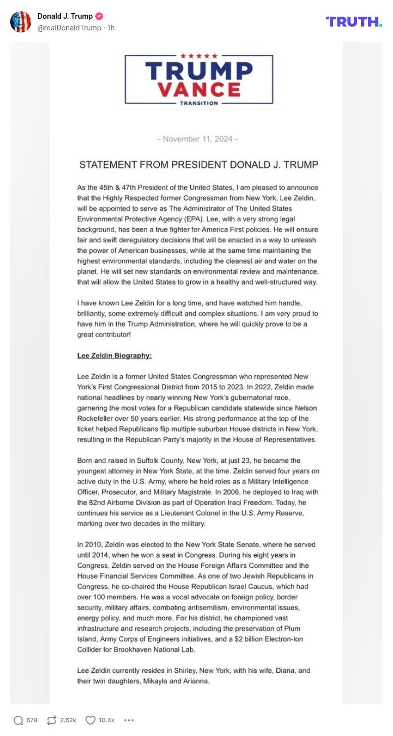 Post image from Donald Trump