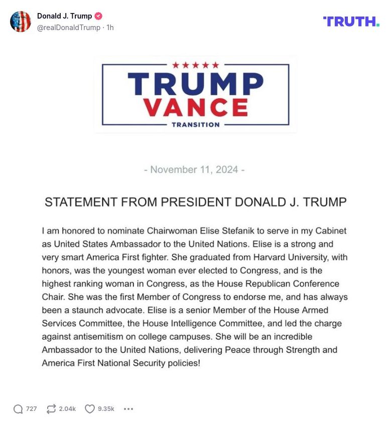 Post image from Donald Trump