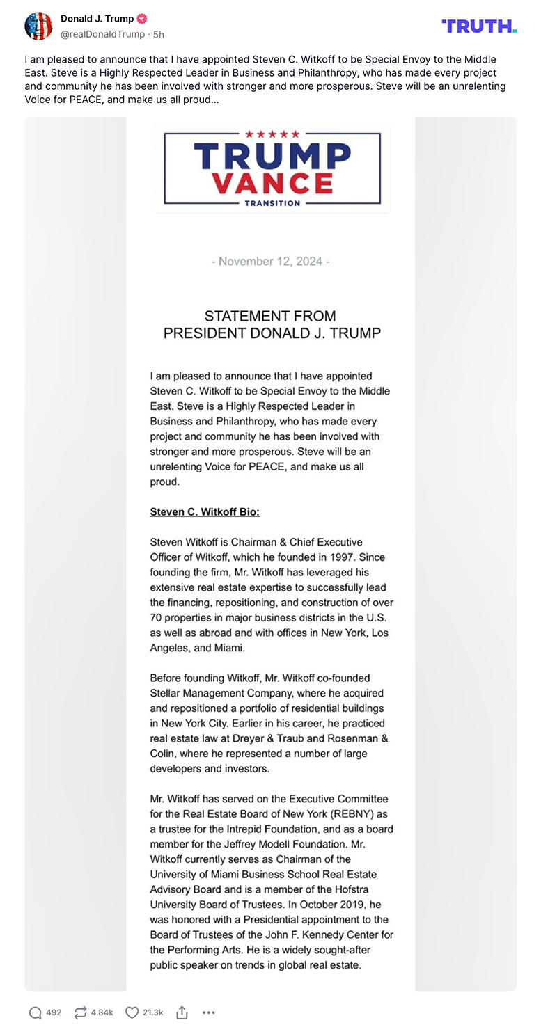 Post image from Donald Trump